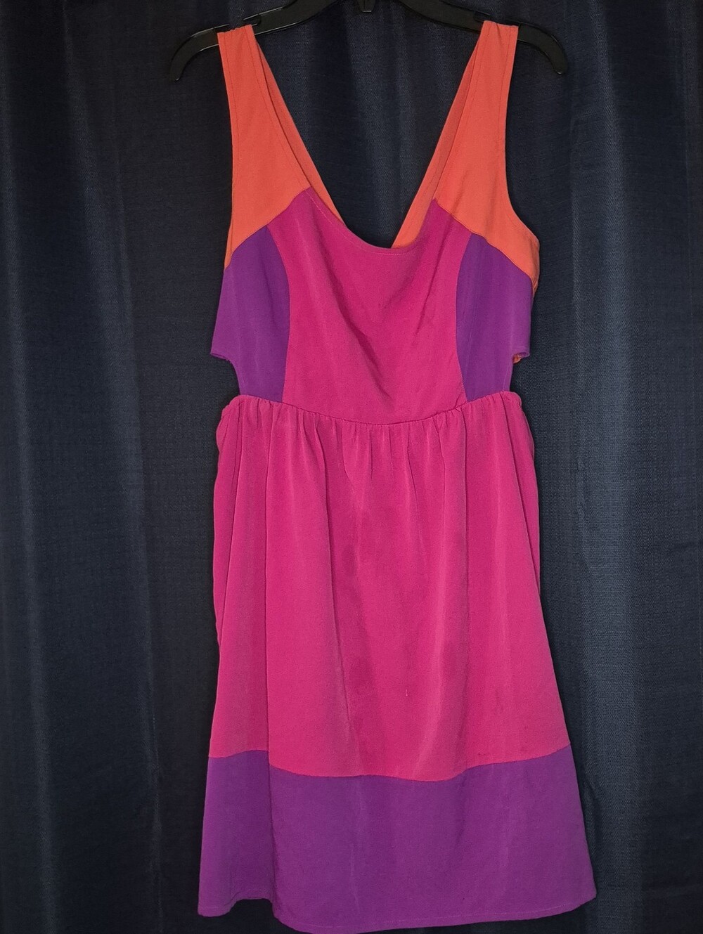 Roxy Girls Bright Pink, Purple & Orange Colorblock Sleeveless Dress
